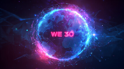 Obraz premium Web 3.0 symbolizes a future internet built on blockchain and AI, enhanced by modern innovations like IoT and simple coding systems within a cryptocurrency-focused environment