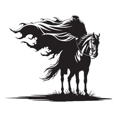 Moonlit terror on horseback – Headless Horseman silhouette shaped with cursed Headless Horseman vector – Headless Horseman illustration – Halloween silhouette

