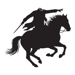 Hooves echo in midnight fog – Headless Horseman silhouette created with chilling Headless Horseman vector – Headless Horseman illustration – Halloween vector

