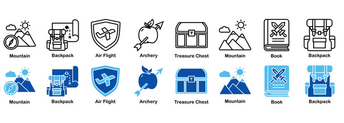 Mountain Travel, Flight, and Quest Vector Symbols 