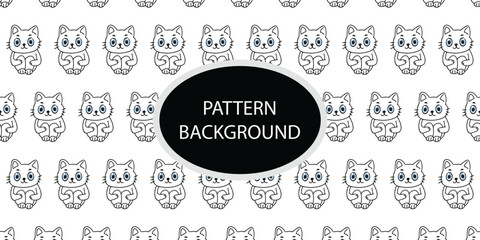 Cute popular cat pattern. Pattern with funny hand drawn cats. Animals vector illustration with adorable kittens. Tillable background for your fabric, textile design, wrapping paper or wallpaper.