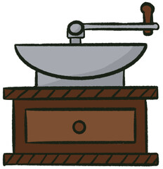 vintage coffee grinder, hand drawn coffee grinder