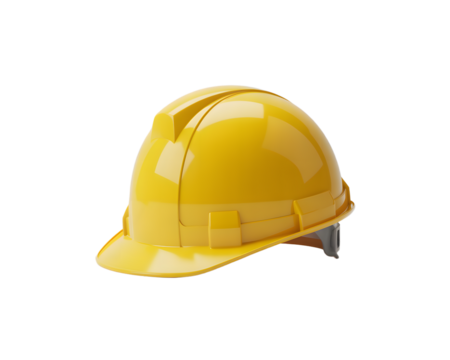 Yellow Hard Hat Construction Safety Equipment Protective Gear for Builders and Contractors on transparent background