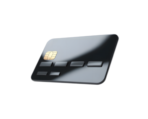 Sleek Black Credit Card with Chip Modern Banking and Finance Concept Isolated on Transparent Background