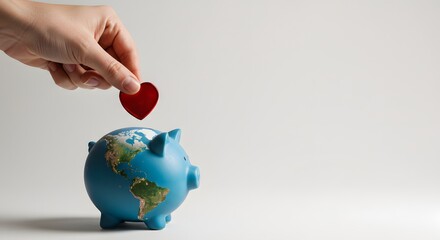 Red Heart Coin into Planet Piggy Bank