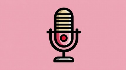 Clean vector icon showing podcast microphone in stylish minimalist outline for apps, streaming platforms, or audio interface branding design on mobile and web