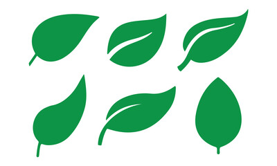 Stylized Green Leaf Icon Set. Nature-Themed Vectors for Eco-Friendly Design Projects.