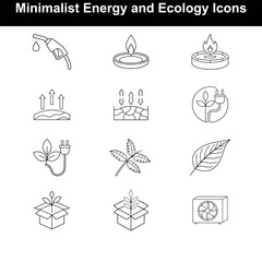 Renewable Energy and Ecology Set  vector illustration on white background.