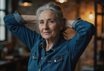 Quality control inspector examining finished garments with a focused expression