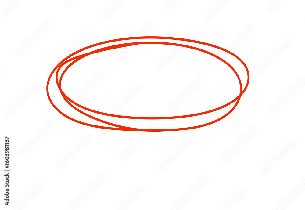 Poster dynamic red ellipse shape illustrated with three overlapping circles, abstract artistic element on t