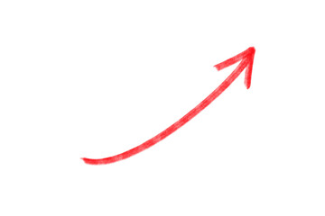 Ascending red arrow illustration, suggesting growth and positive trends, isolated on transparent background