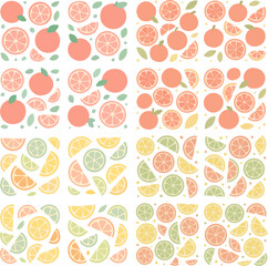 Vibrant Citrus Fruit Slices and Whole Fruits Pattern.