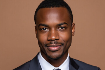 Close-Up Portrait of African Young Professional Man in Suit – Plain Background