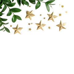 Obraz premium Colorful Christmas tree branches decorated with holiday ornaments and sparkling balls isolated on white background. 