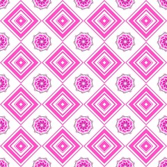 seamless pattern with pink and blue flowers