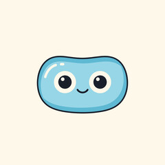 Obraz premium Cute Blue Cartoon Character with Big Eyes and Smiling Face on Light Background