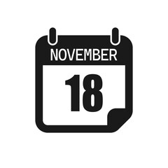 Vector icon page day calendar - 18 November month