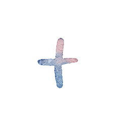Watercolor Plus Sign - Textured Digital Art