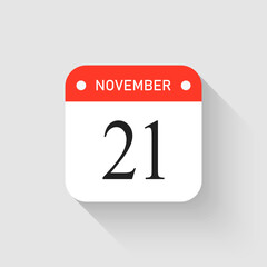 Vector icon page day calendar - 21 November month