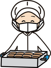 パンケースを運ぶ調理員さん