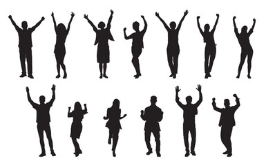 Celebrating People Silhouettes, Vector Illustration Isolated on White