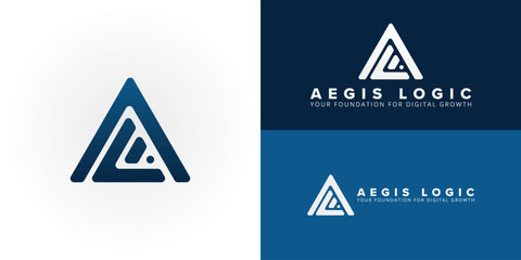 Modern letter AL logo for Software Development or SaaS Company. Features a strong triangular form, symbolizing innovation, growth, and precision for cutting-edge digital solutions.