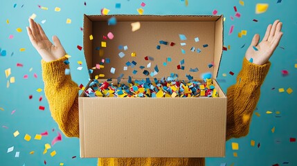 Confetti in Box Celebration Concept