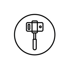 Monopod Line Icon Depicting a Cell Phone Selfie Stick Tripod Device