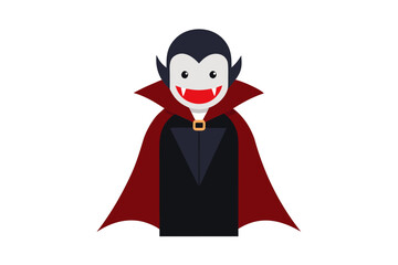 Friendly cartoon vampire character wearing a cape and suit