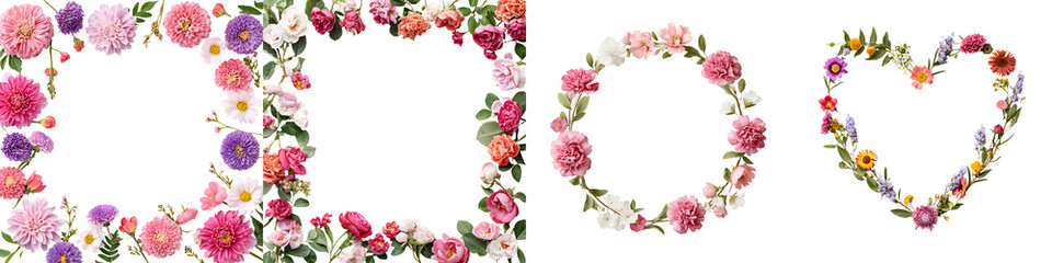 Floral Frame Collection on White Background