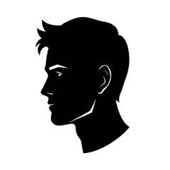 Silhouette of Man Face Vector