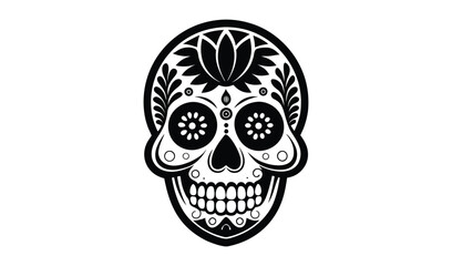 Fototapeta premium Intricate black and white sugar skull design