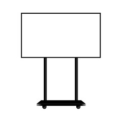 デジタルサイネージ 正面から見たベクターイラスト キャスター付き