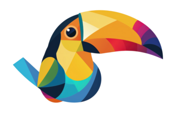 Geometric toucan art transparent background