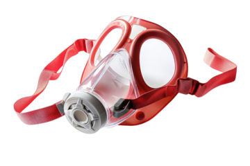Red protective mask transparent background