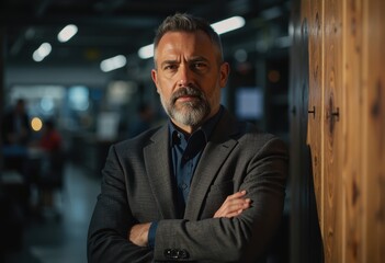 Confident engineer overseeing autonomous systems in a modern factory
