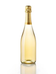 Fototapeta premium Golden capped sparkling wine bottle champagne glass