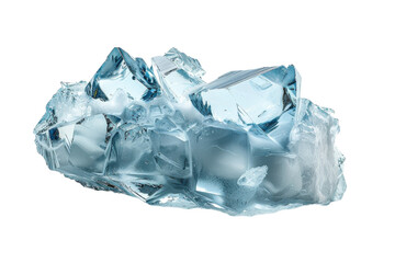 Pile of ice cubes transparent background