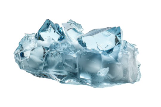 Pile of ice cubes transparent background