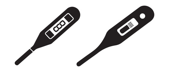 Digital Thermometer Design Comparison. Modern vs Classic Display Styles.
