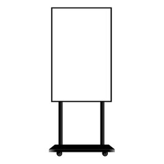 デジタルサイネージ 正面から見たベクターイラスト キャスター付き