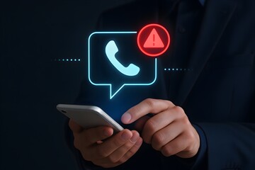 Emphasizes mobile communication, alerts, and the potential for urgent or problematic phone interactions in a digital context.