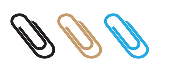 Colorful Paperclip Icon Set. Minimalist Office Supply Vectors for Stationery, Organization, and Graphic Design Projects.