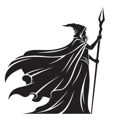 A presence that commands the elements – Sorceress silhouette imagined in vivid Sorceress vector – Sorceress illustration – Halloween vector

