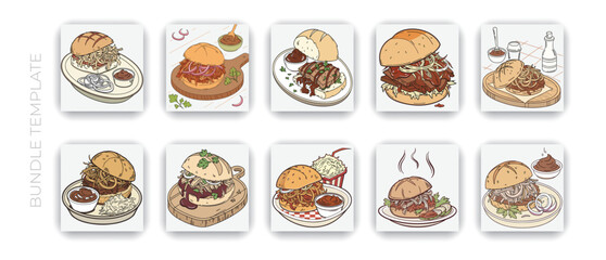 Illustration drawing style of food collection