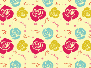 A seamless floral pattern with a playful and vibrant aesthetic.