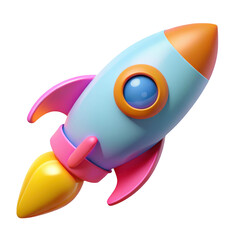 Obraz premium 3d cartoon rocket ship isolated on transparent background