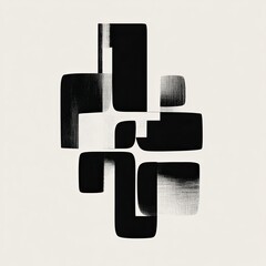Abstract graphic design; layered shapes in black and white