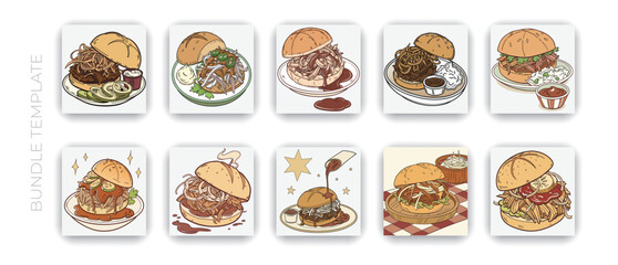 Illustration drawing style of food collection