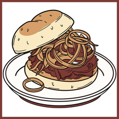 Illustration drawing style of food collection